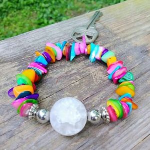 One of a kind colorful stretchy keychain bracelet